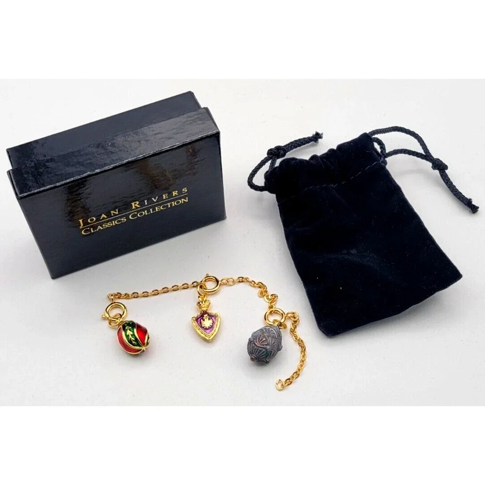 JOAN RIVERS CLASSIC COLLECTION ENAMEL EGG‎ CHARMS EXTENDER Shield 2 Eggs